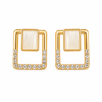 Golden Geometric Crystal Inset Drop Earrings