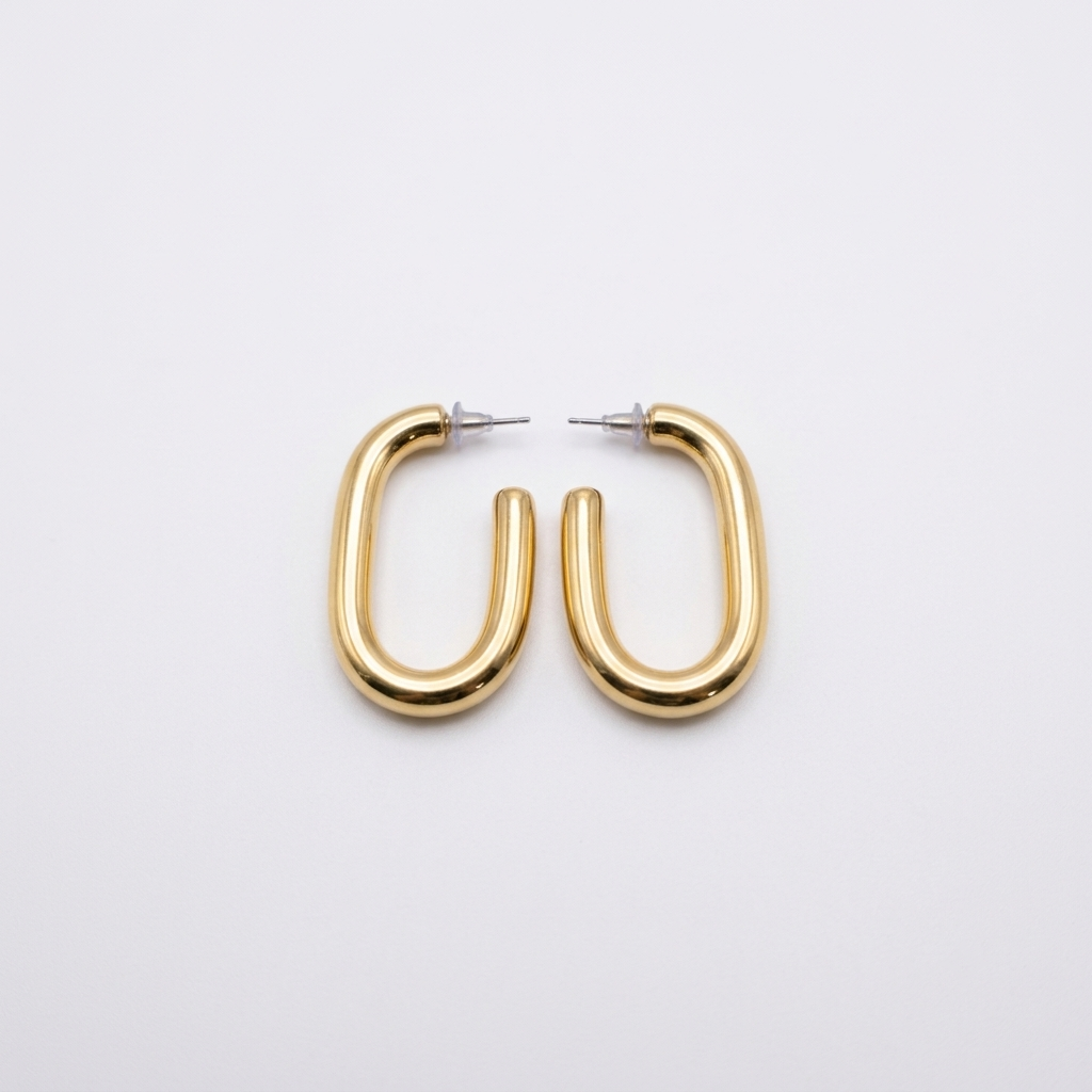 Chunky Gold Oval Hoop Earrings