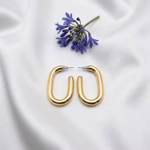 Chunky Gold Oval Hoop Earrings
