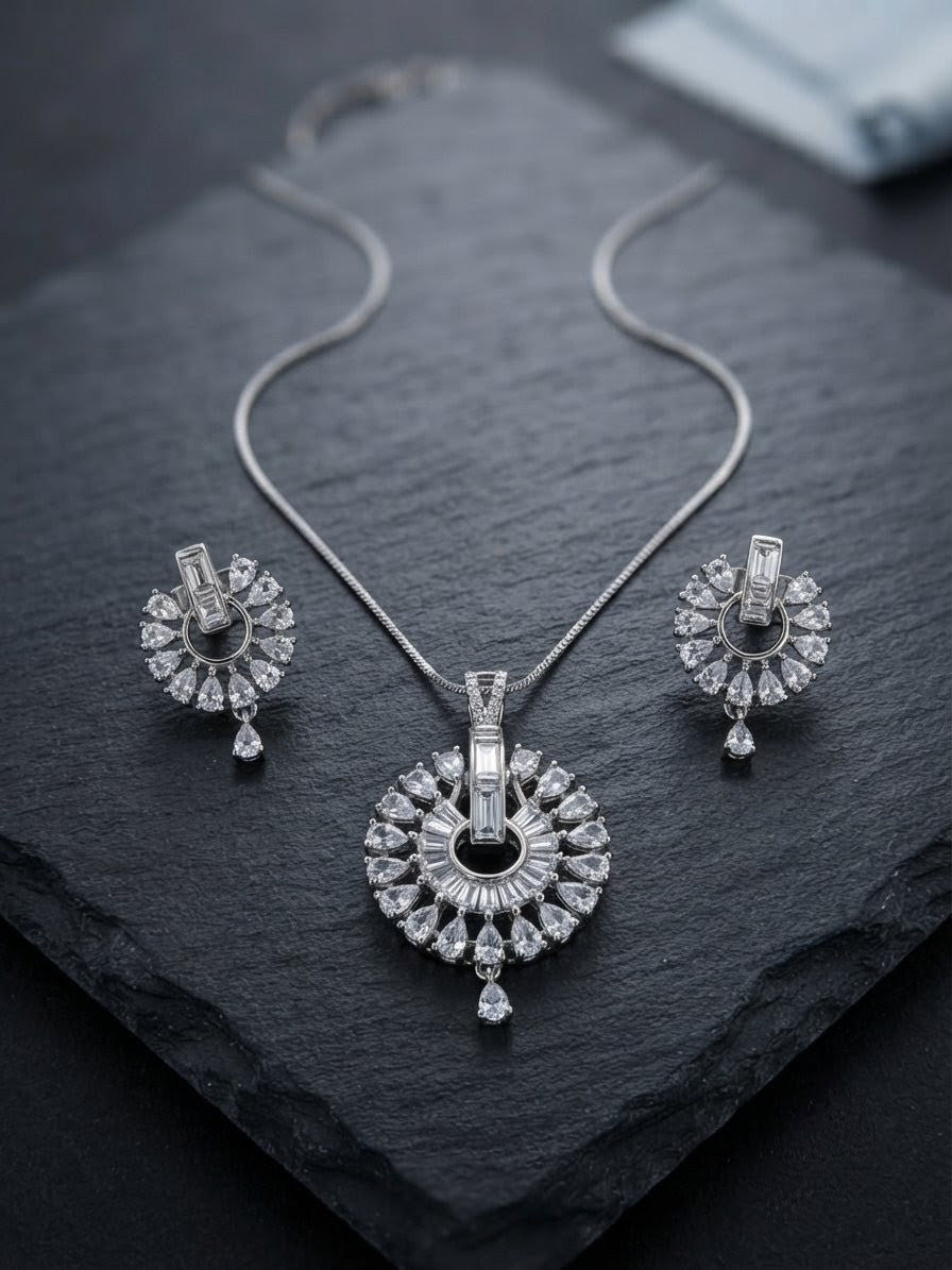 Cubic Zirconia Radial Pendant Set