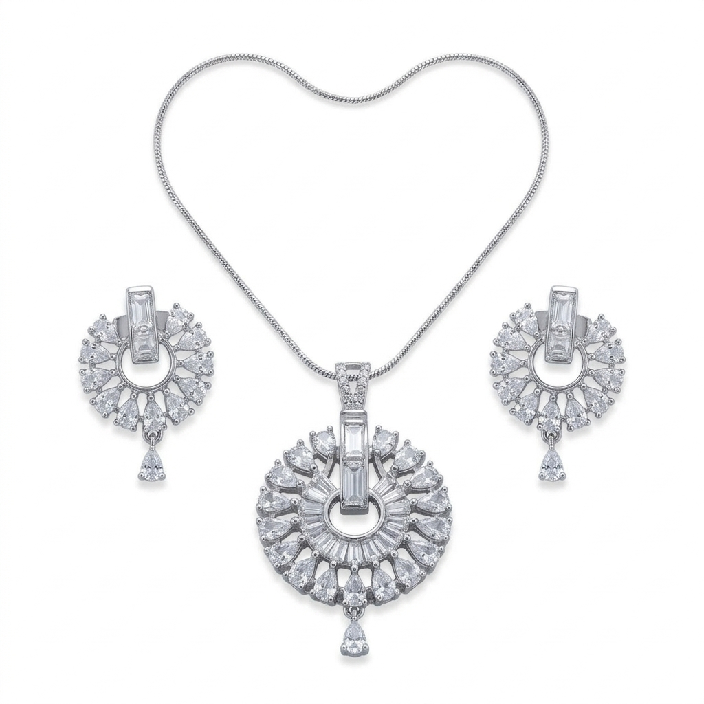 Cubic Zirconia Radial Pendant Set