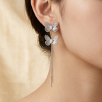 Dual Butterfly Drop Earrings