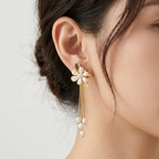 Elegant Floral Pearl Drop Earrings