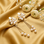 Elegant Floral Pearl Drop Earrings