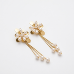 Elegant Floral Pearl Drop Earrings