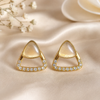 Elegant Gold Crystal Triangle Earrings