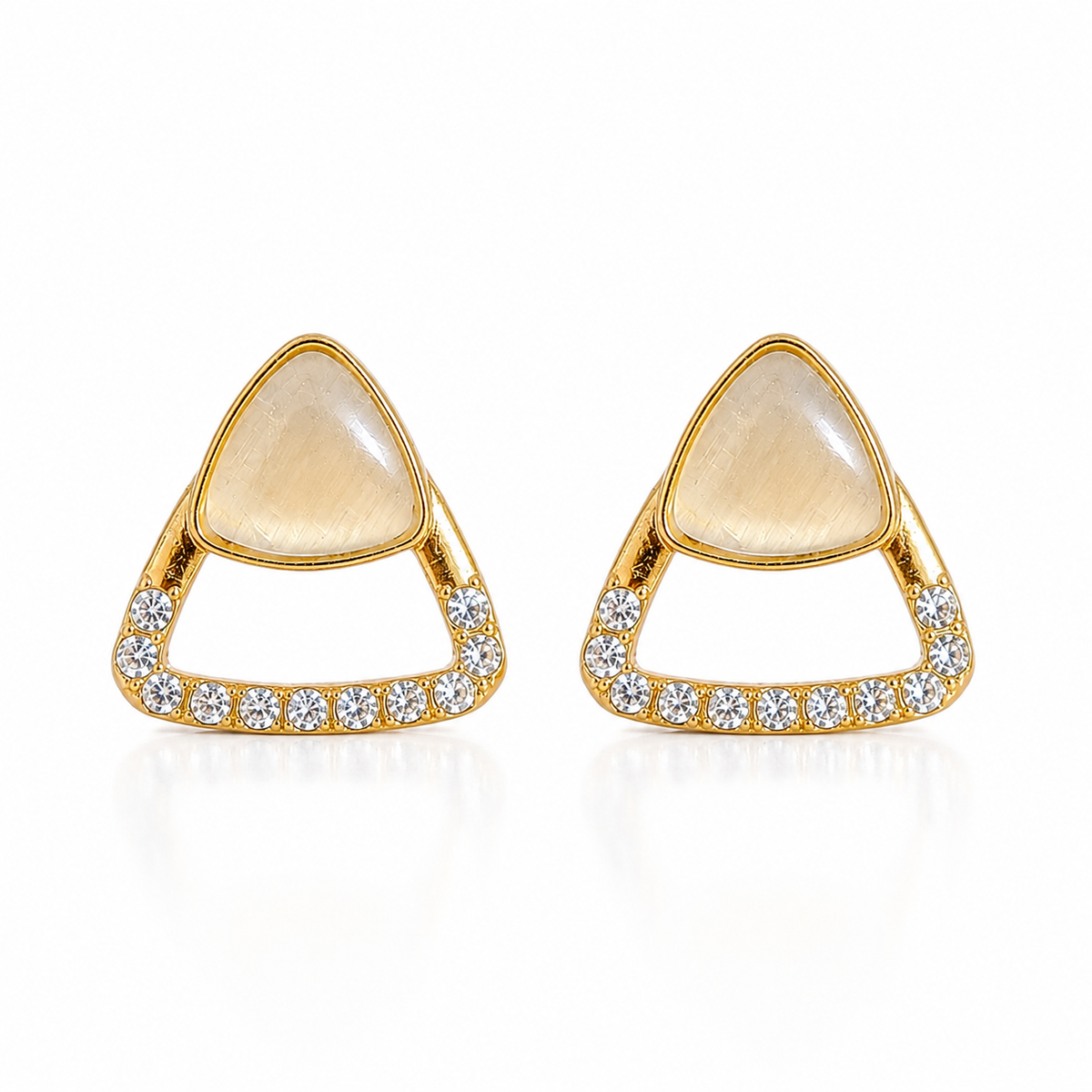 Elegant Gold Crystal Triangle Earrings