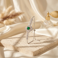 Emerald-Cut & Pave Lattice Silver Tone Bracelet