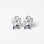 Enamel Magnolia Studs with Sapphire Accents