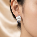 Enamel Magnolia Studs with Sapphire Accents