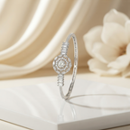 Exquisite Baguette & Pave Floral Cluster Bracelet