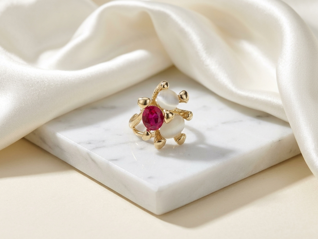Gemstone Cluster Gold Statement Ring