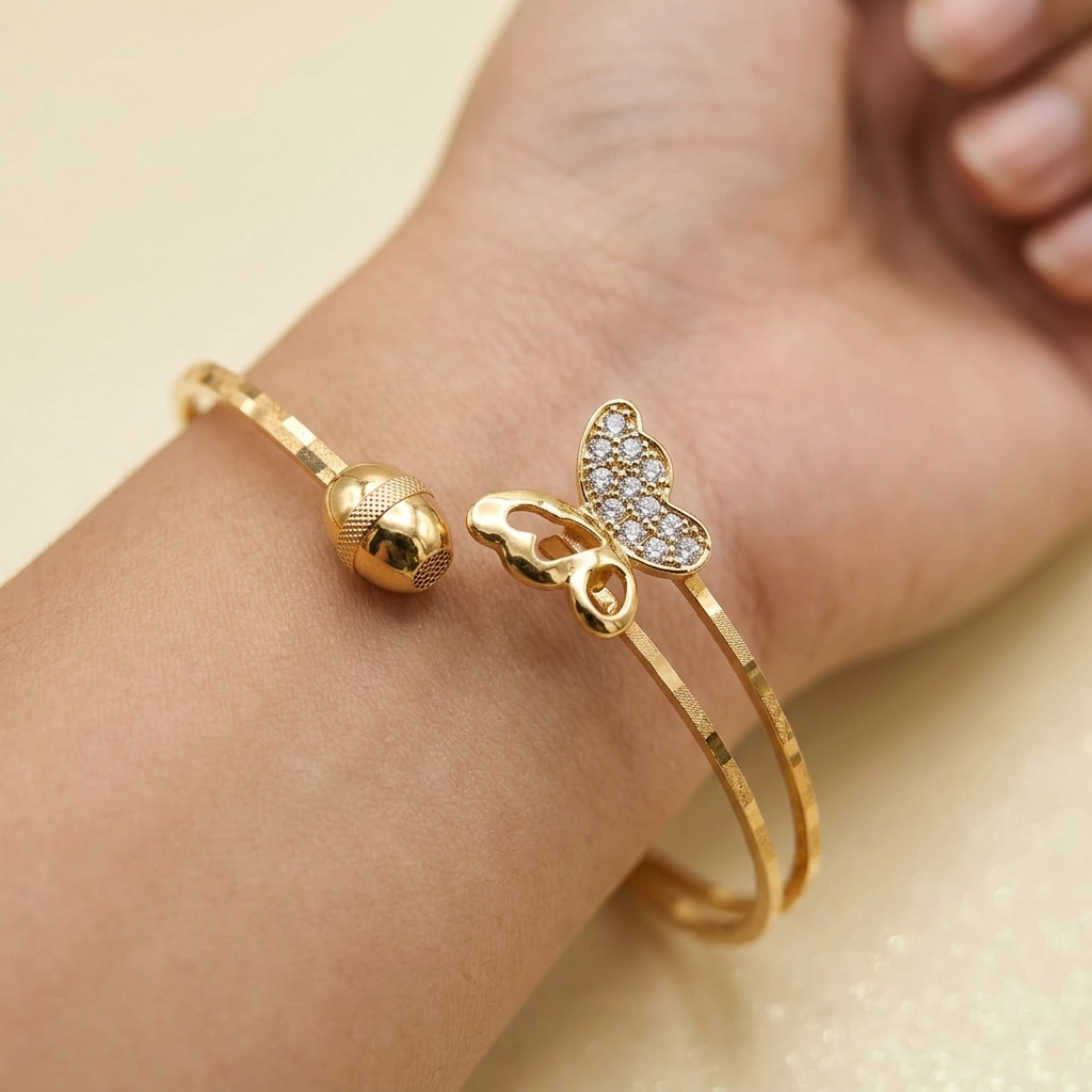 Gleaming Butterfly Open Cuff Gold-Tone Bracelet