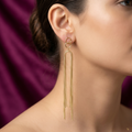 Gold Snake Chain Tassel Earrings
