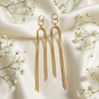Gold Snake Chain Tassel Earrings