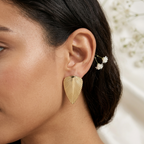 Golden Feather Leaf Statement Earrings