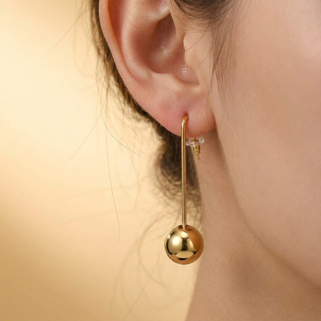 Metallic Sphere Stem Earrings