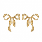 Golden Ribbon Bow Earrings