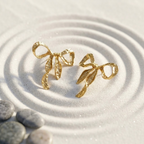 Golden Ribbon Bow Earrings