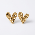 Liquid Gold Hammered Heart Studs