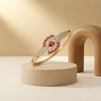 Majestic Ruby & Crystal Asymmetric Gold-Tone Bracelet