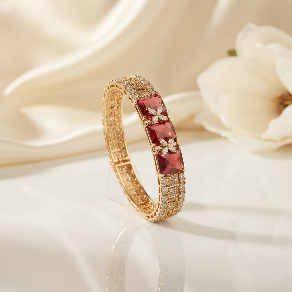 Opulent Ruby Red Crystal Designer Bracelet