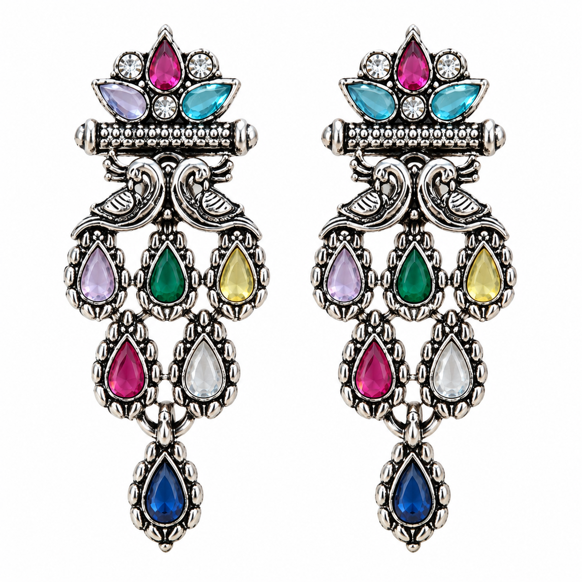Ornate Multicolor Chandelier Earrings