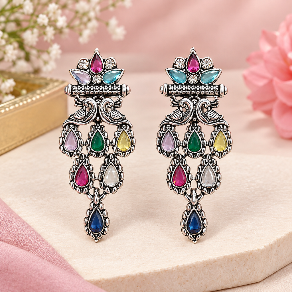 Ornate Multicolor Chandelier Earrings