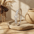 Radiant Geometric Diamond-Cut Crystal Silver Bracelet