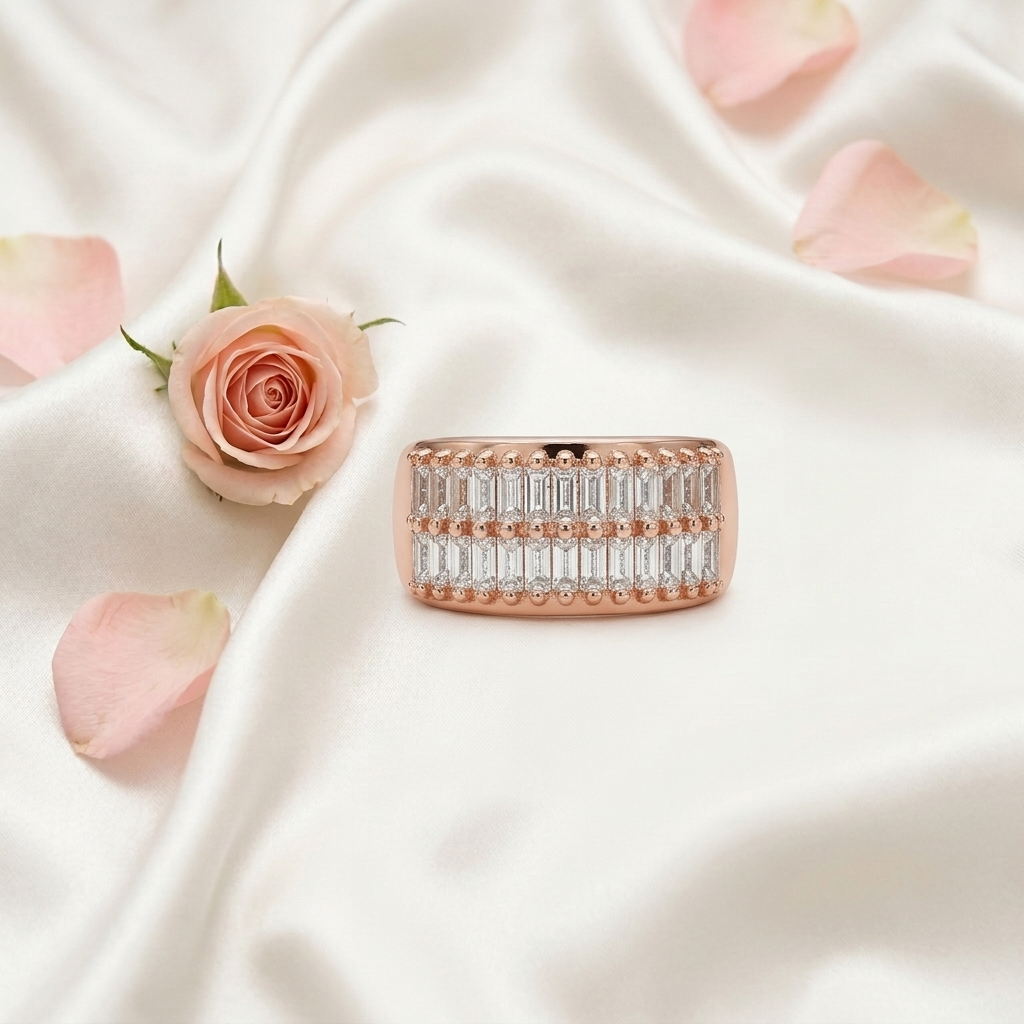 Rose Gold Baguette Cut CZ Statement Ring