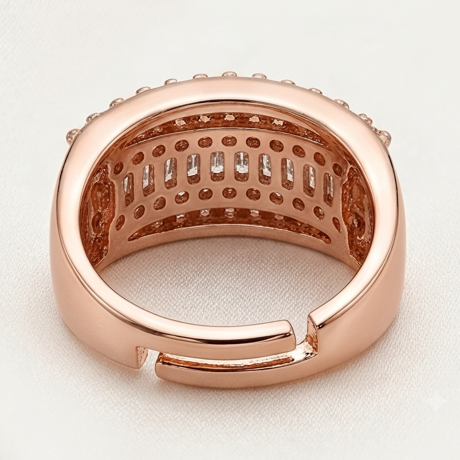 Rose Gold Baguette Cut CZ Statement Ring