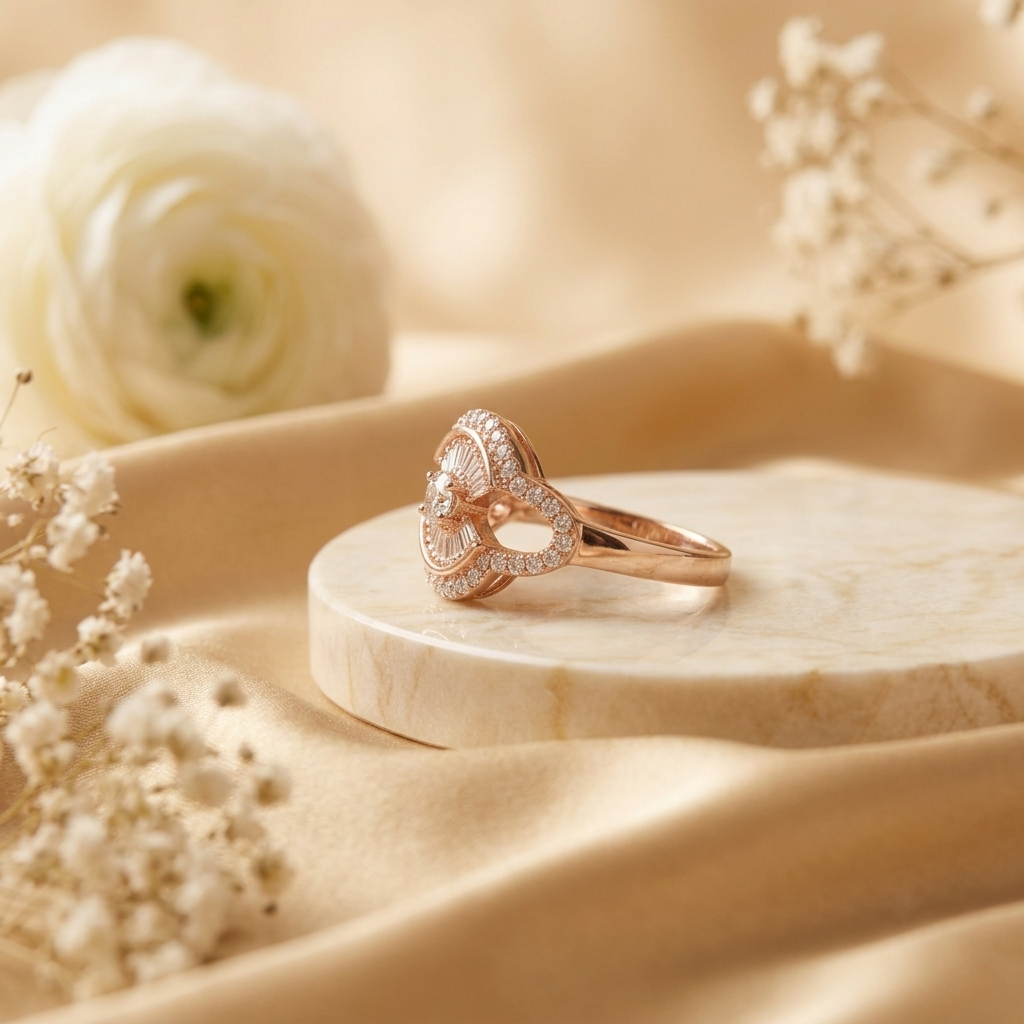 Rose Gold Radiance Baguette Diamond Statement Ring