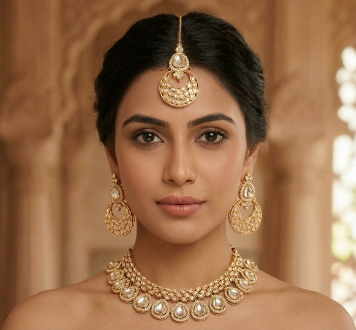 Royal Bridal Kundan & Pearl Choker Necklace Set
