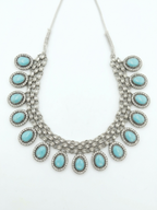 Royal Turquoise & Silver Oxidized Necklace Set