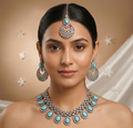 Royal Turquoise & Silver Oxidized Necklace Set