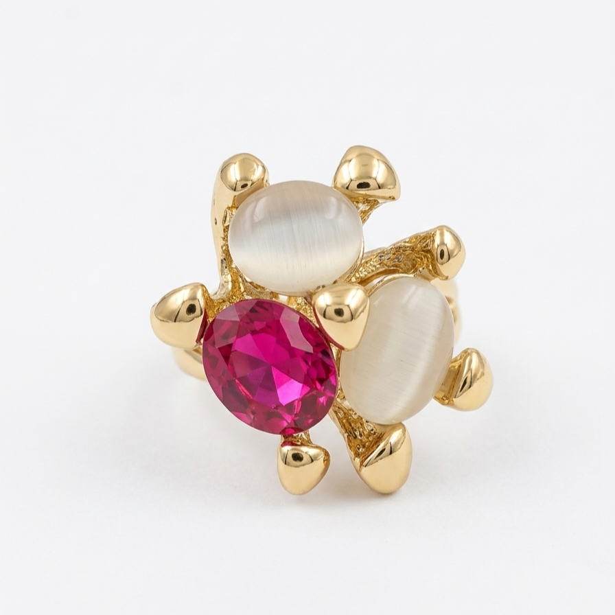 Gemstone Cluster Gold Statement Ring