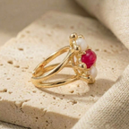 Gemstone Cluster Gold Statement Ring