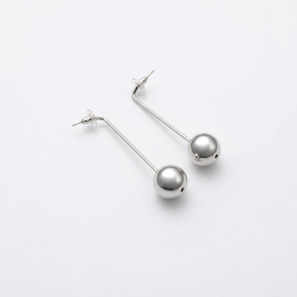 Metallic Sphere Stem Earrings