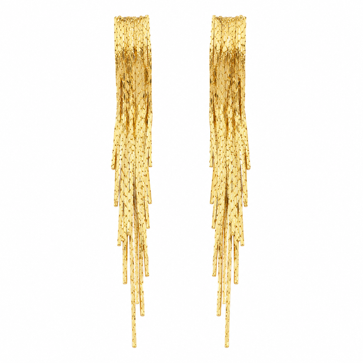 Textured Gold Fringe Earrings