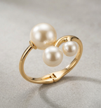 Triple Pearl Swirl Cuff Bracelet
