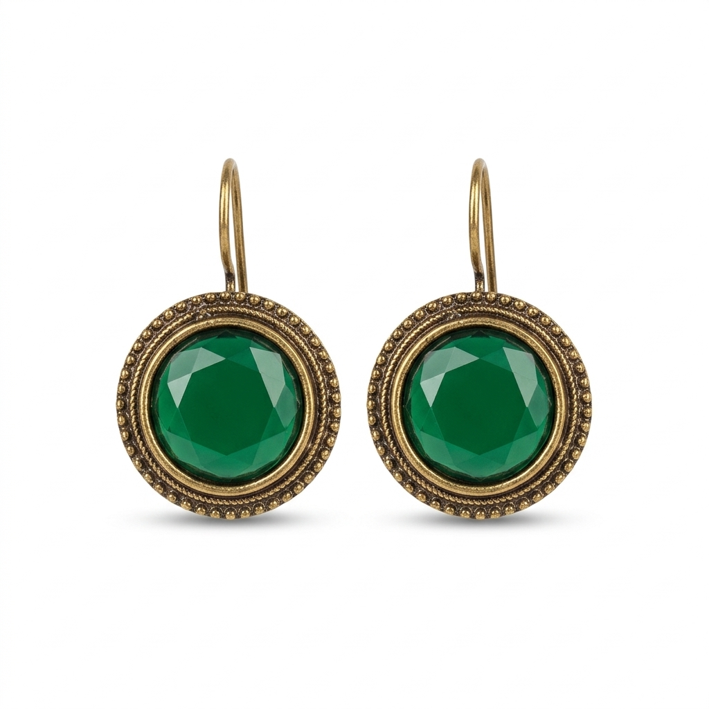 Vintage Emerald Green Drop Earrings