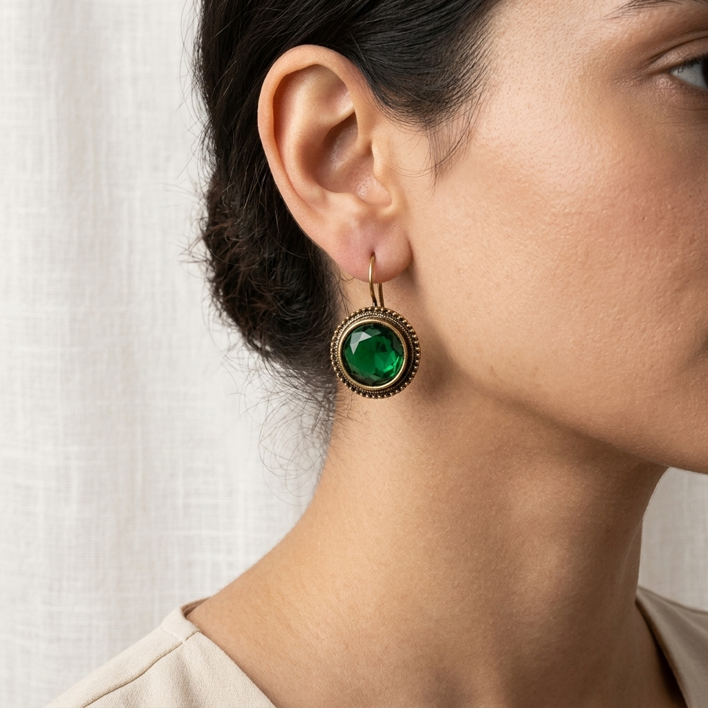 Vintage Emerald Green Drop Earrings