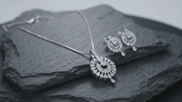 Cubic Zirconia Radial Pendant Set