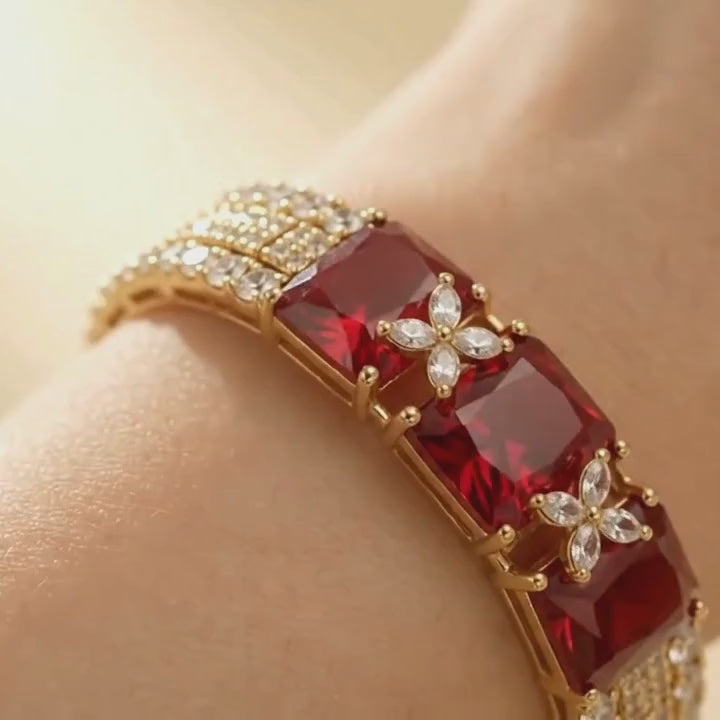 Opulent Ruby Red Crystal Designer Bracelet